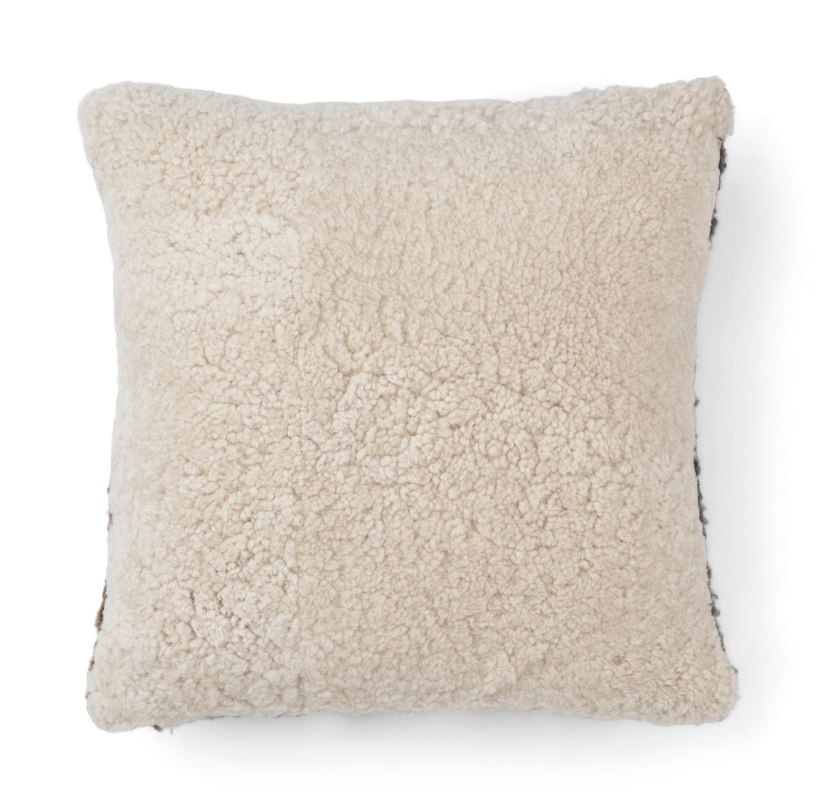 Short-Wool Sheepskin Cushion | Doublesided | 18x18 in Taupe/Graphite/Beige