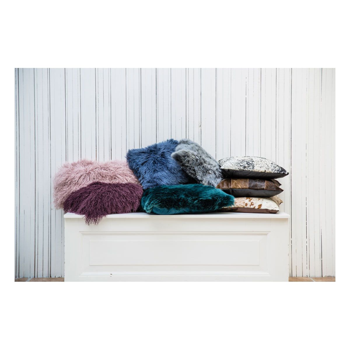 Cow Hide Cushion | 12x24 in Black