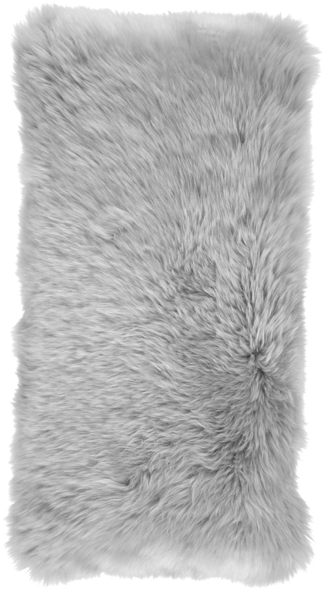 Long-Wool Sheepskin Cushion | 11x22 in Light Grey