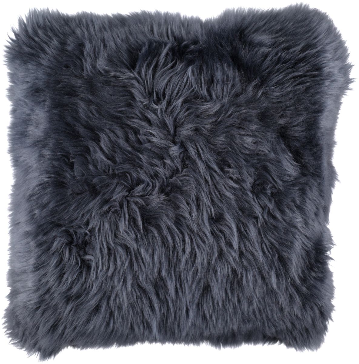 Long-Wool Sheepskin Cushion | 20x20 in Navy