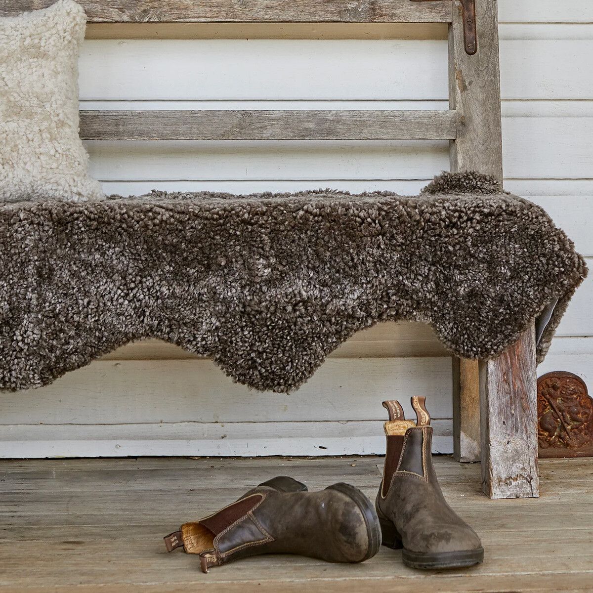 Double Sheepskin Rug | New Zealand | Short Wool curly Taupe