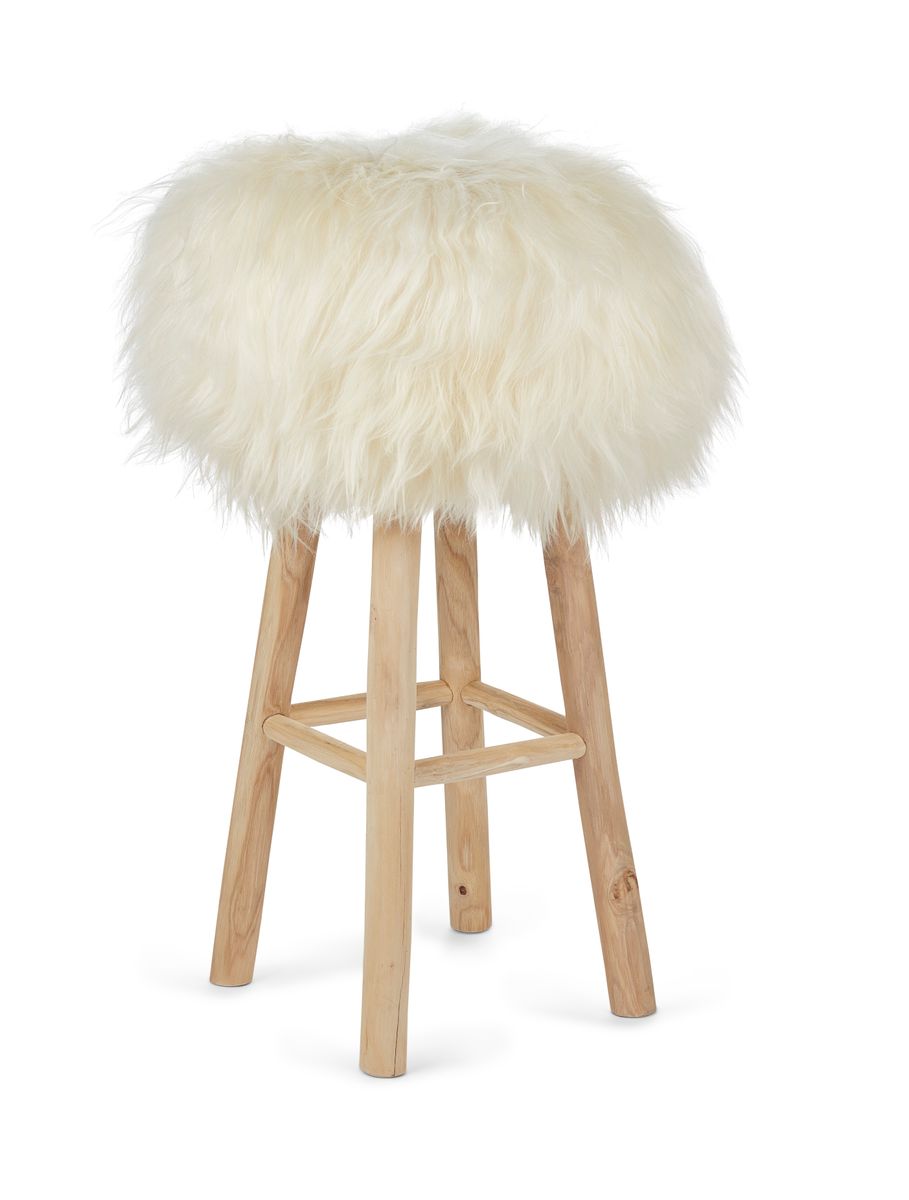Long-Wool Stool Cover	| Icelandic Sheepskin Off White