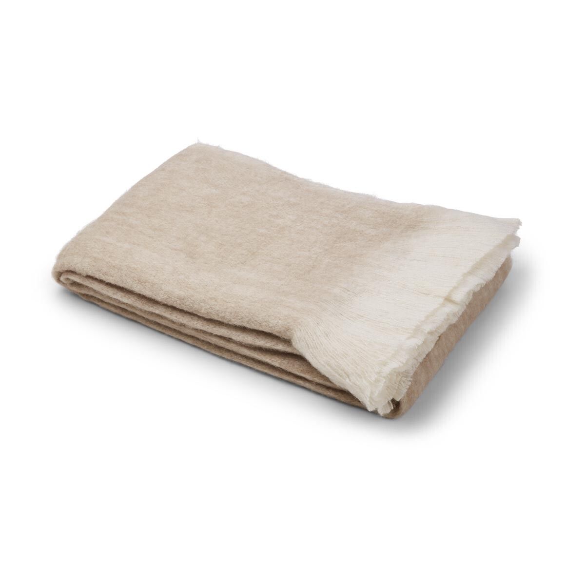 Throw of Mohair Wool | 51x67 in Light Beige