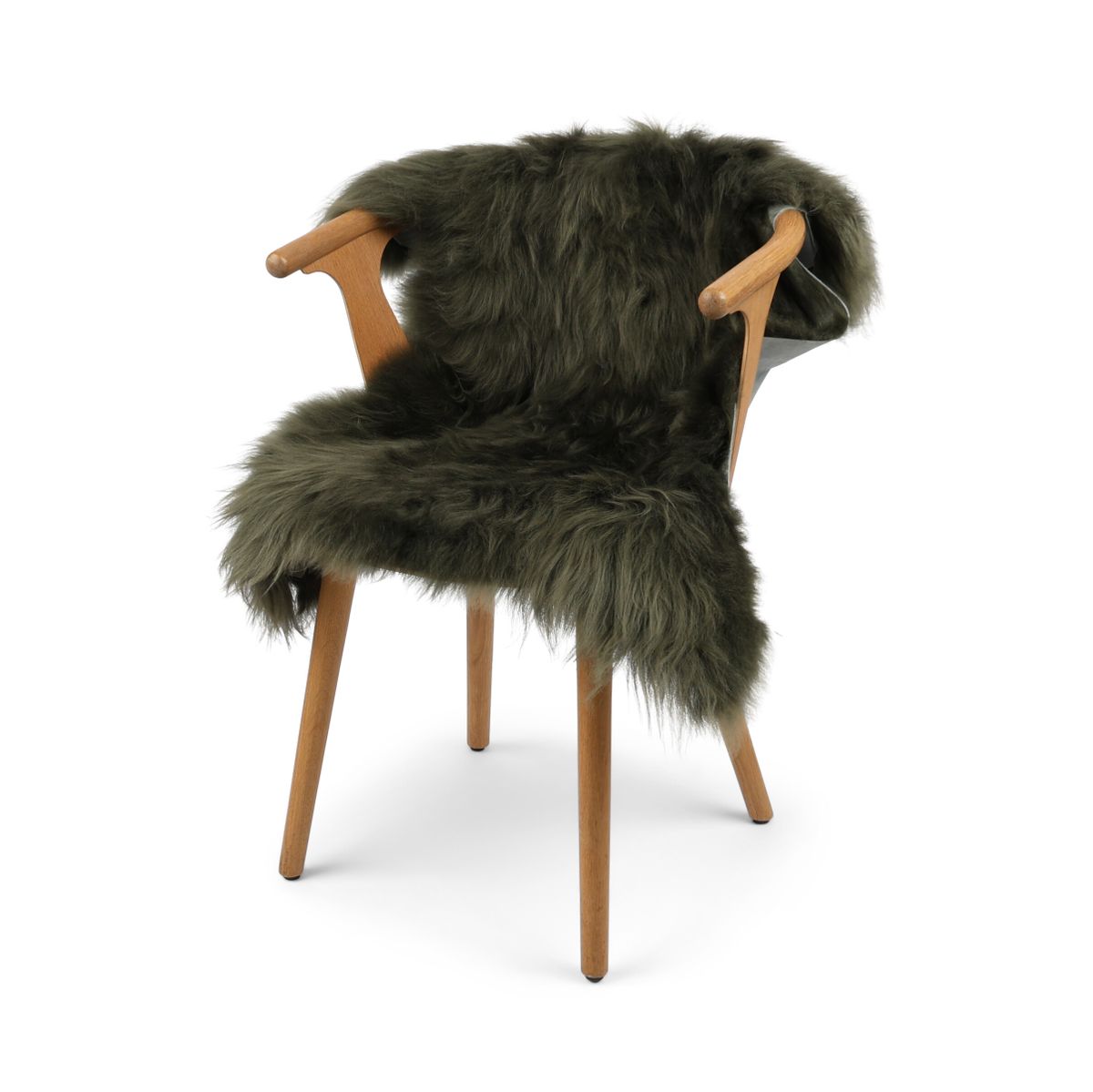 Tibetan Sheepskin | Straight Wool | Green/Brown Hedge Green