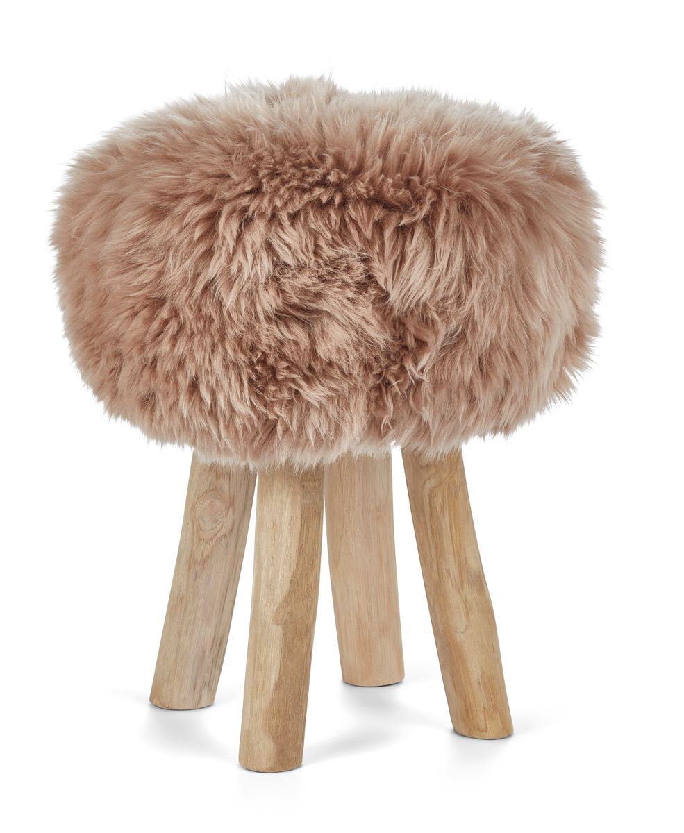 Long Wool Stool Cover Warm Sand