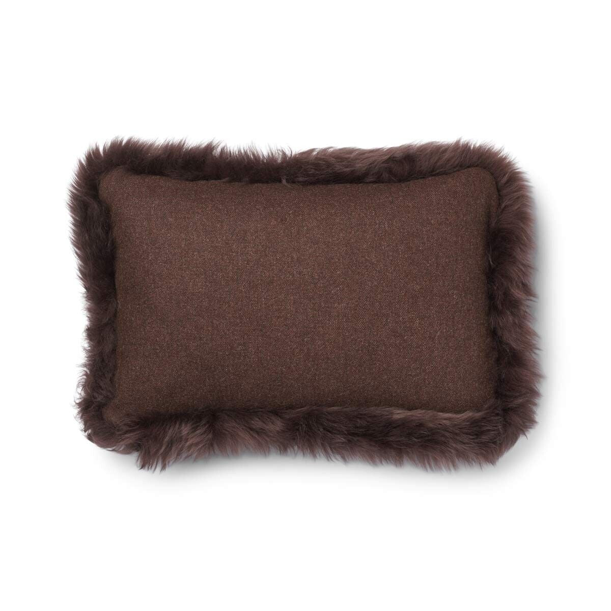 Wool Cushion | LW trim | 20x20 in | 13x20 in Brown/Chocolate