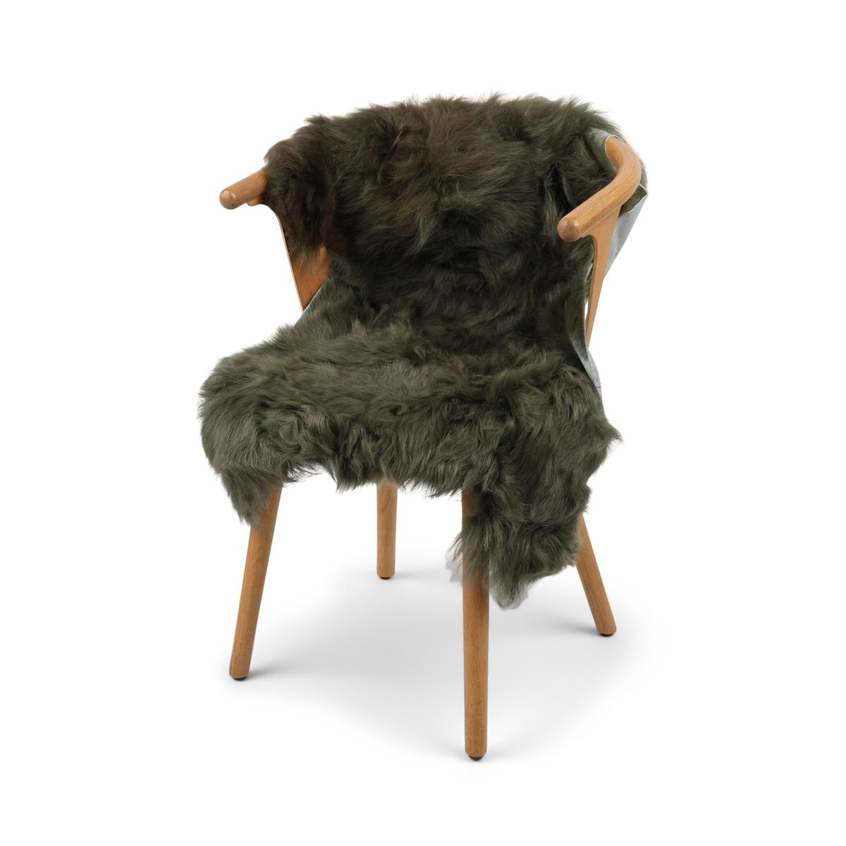 Tibetan Sheepskin | Straight Wool | Green/Brown