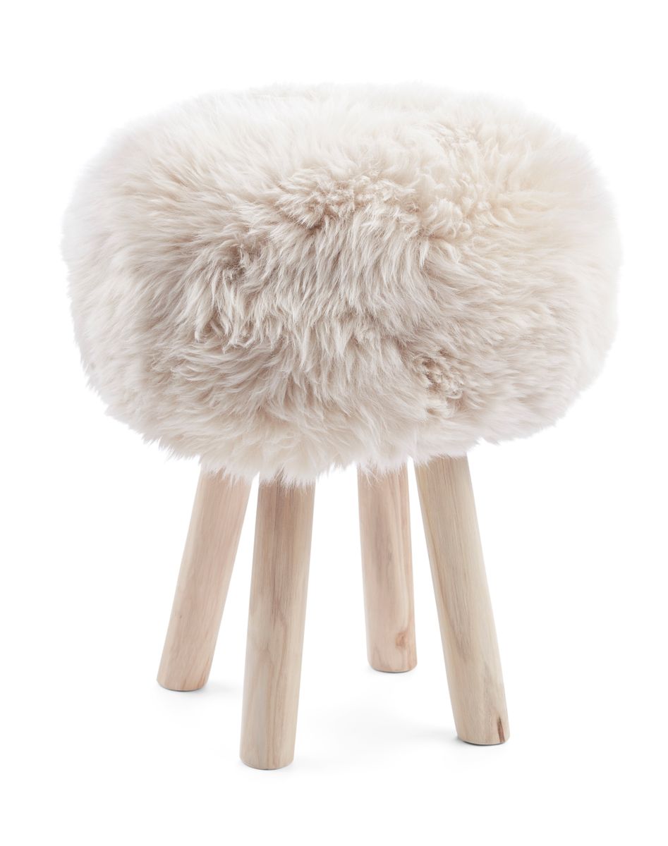 Long Wool Stool Cover Linen
