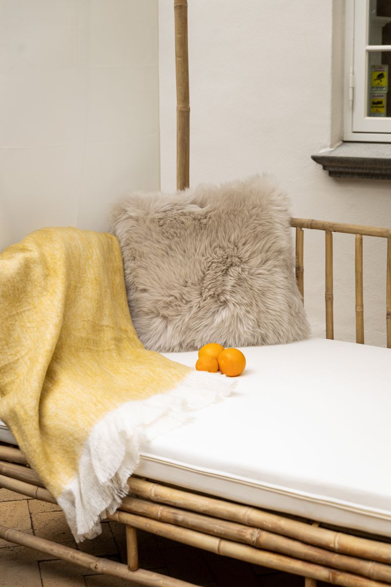 Throw of Mohair Wool | 51x67 in Mustard