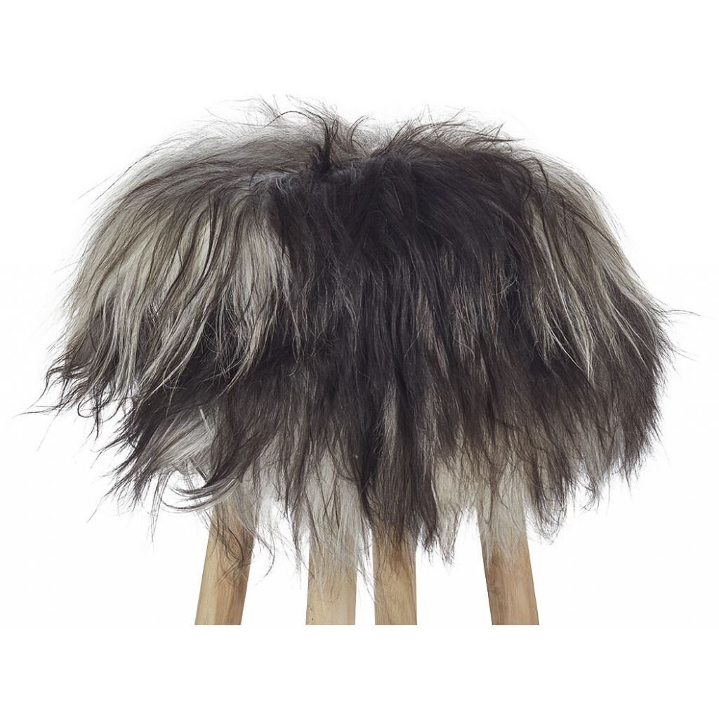 Long-Wool Stool Cover	| Icelandic Sheepskin Natural Grey