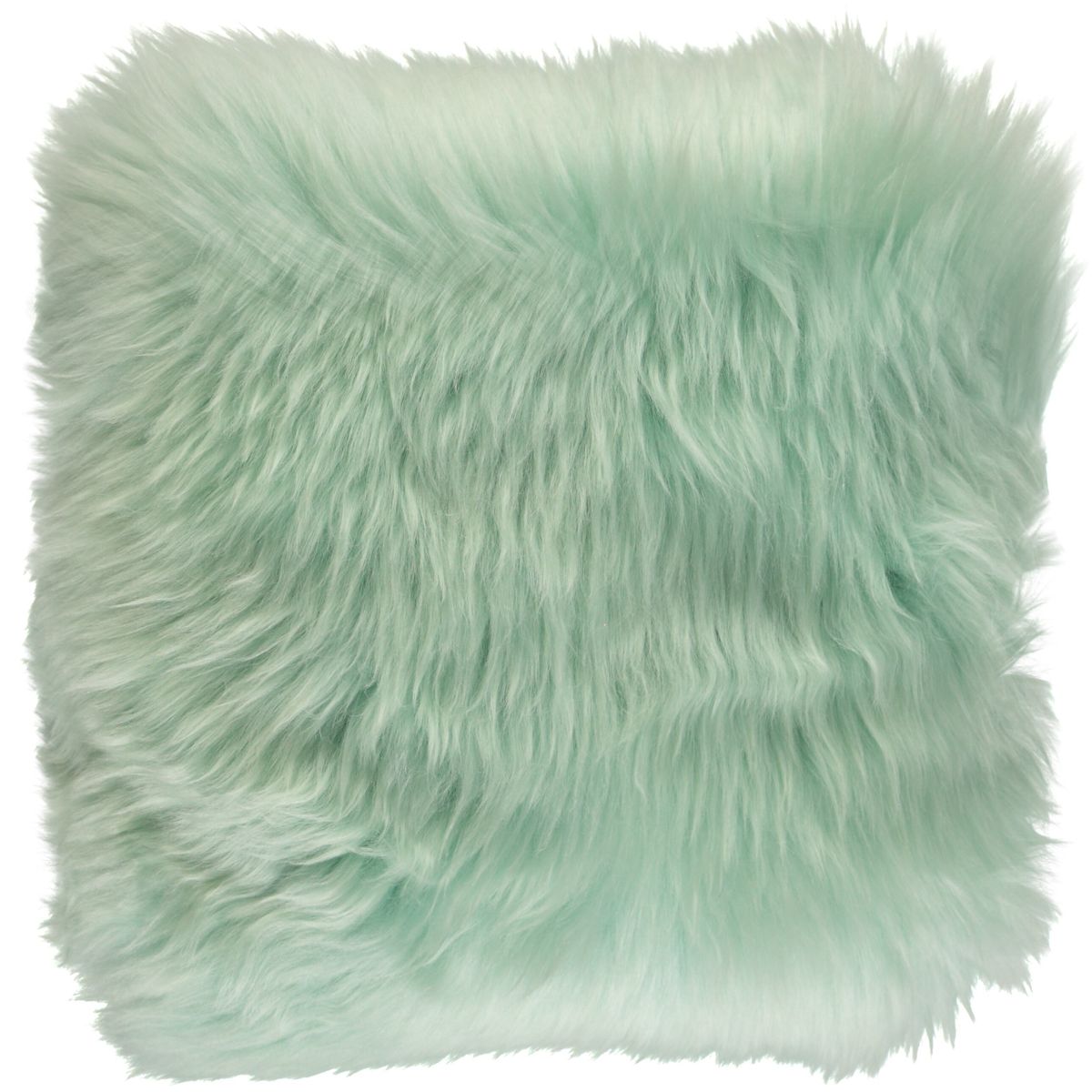 Long-Wool Sheepskin Cushion | 14x14 in Mint