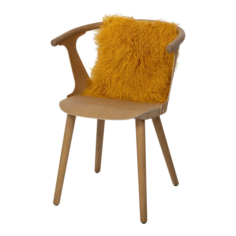 Sheepskin Cushion | Tibet | 16x16 in Mustard Yellow