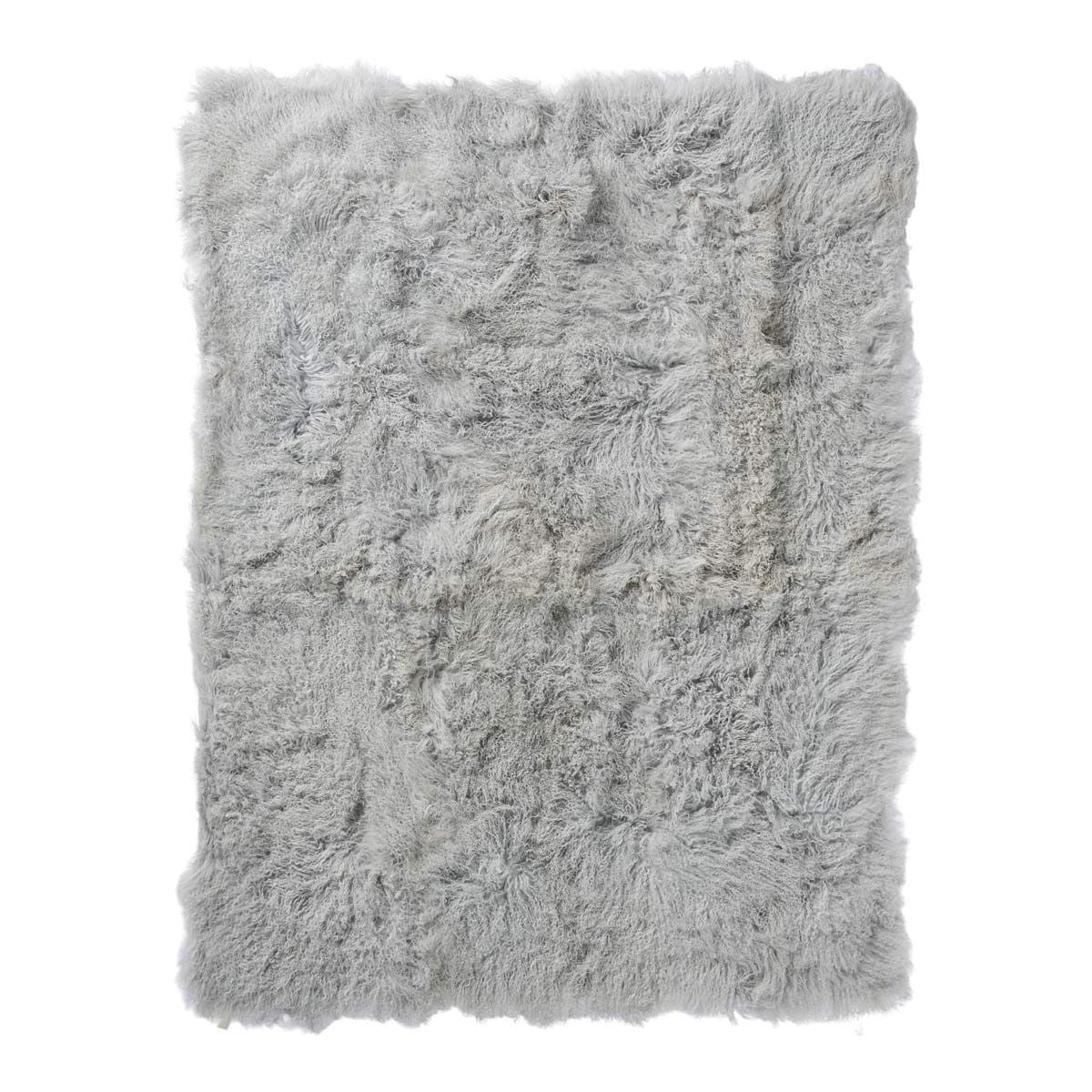 Throw of Curly Sheepskin | 55x71 in Light Grey