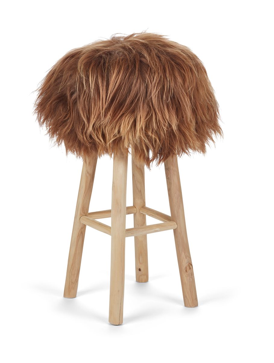 Long-Wool Stool Cover	| Icelandic Sheepskin Rusty Brown