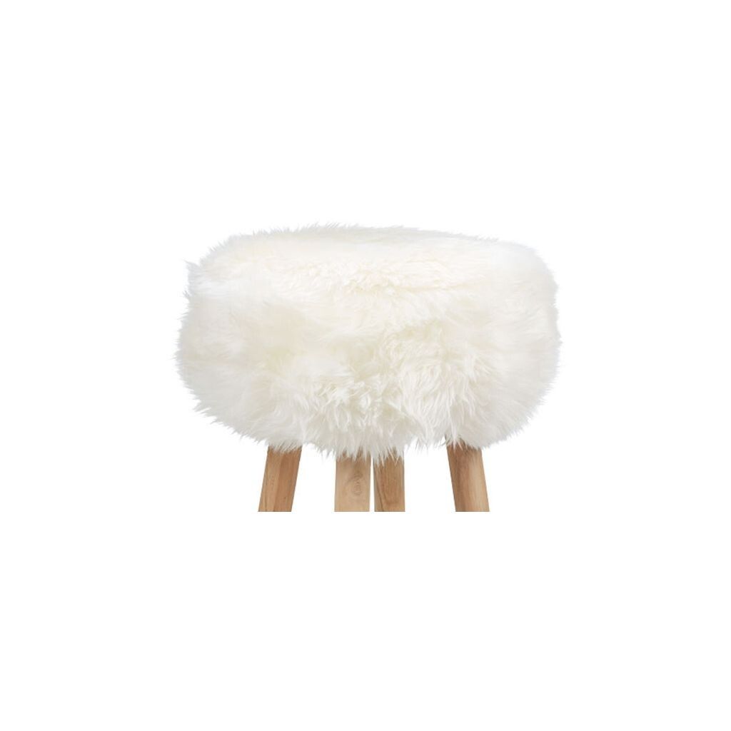 Long Wool Stool Cover Ivory