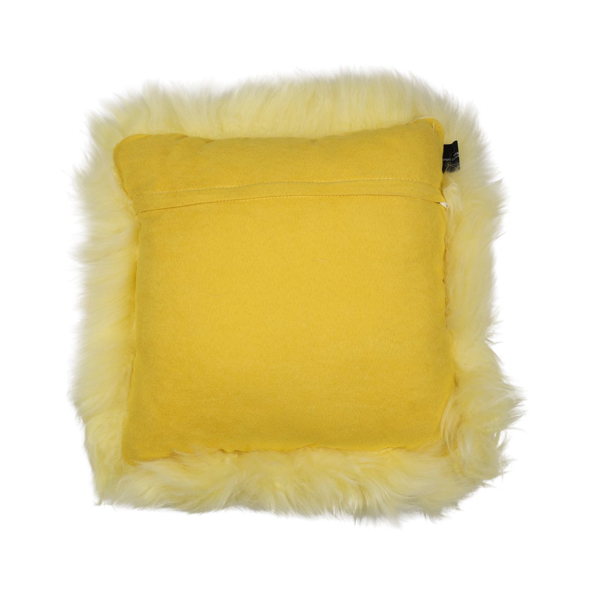 Long-Wool Sheepskin Cushion | 14x14 in Lemon