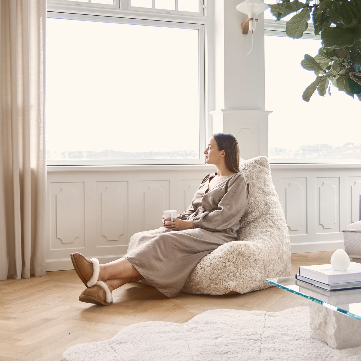 Sheepskin Bean Bag Chair | Short Wool Anthracite