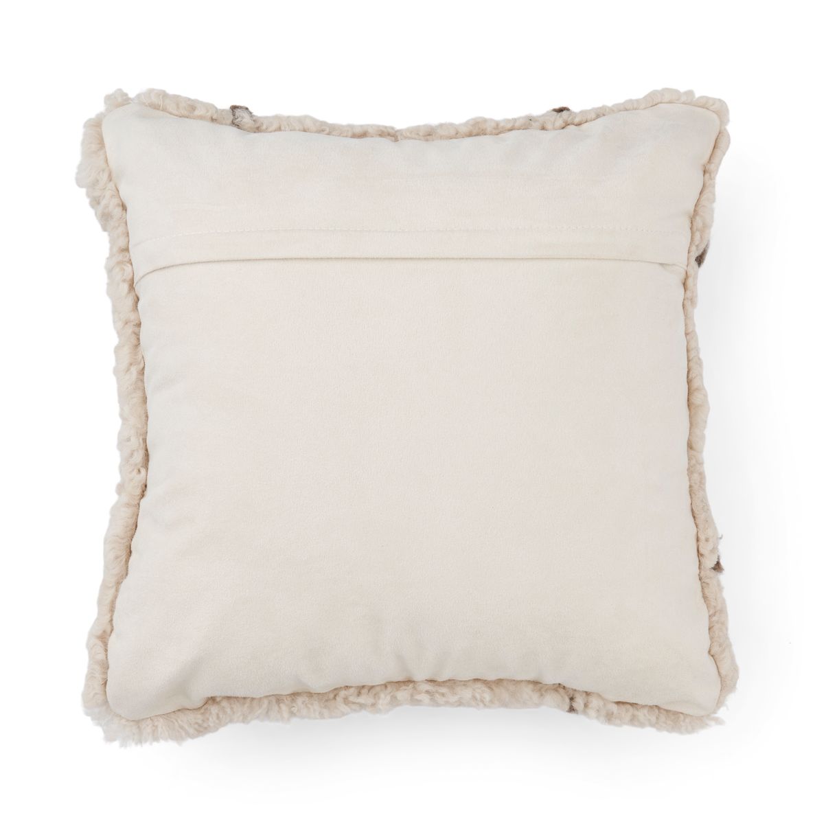 Short-Wool Curly Sheepskin Cushion | 16x16 in Pearl/Taupe