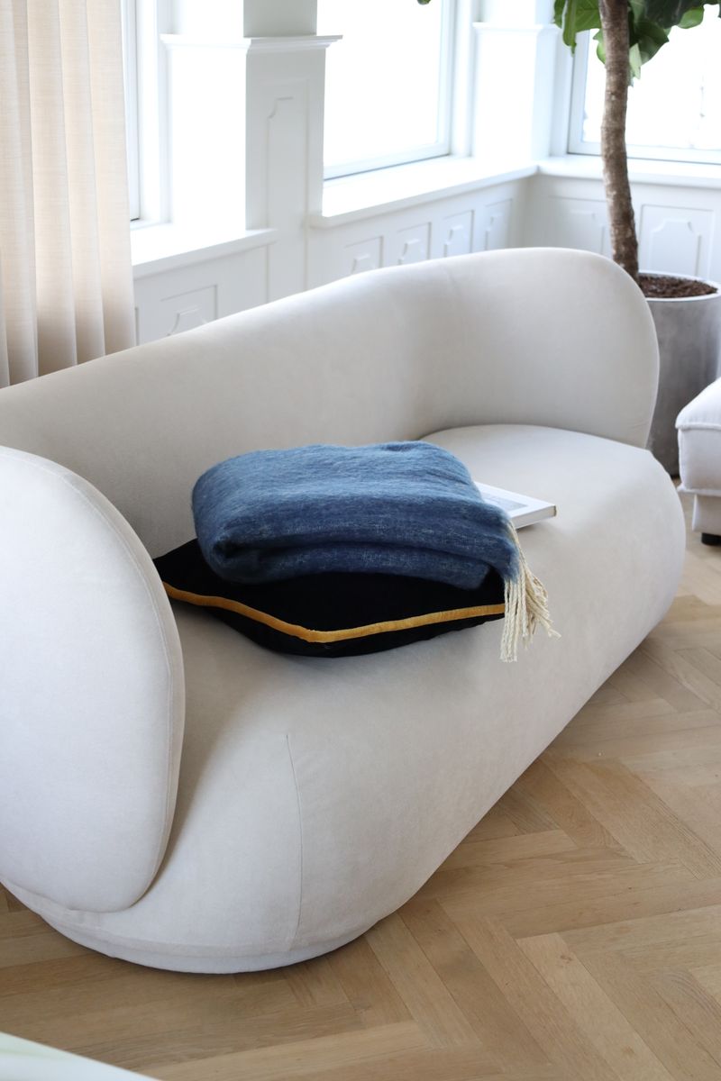 Throw of Mohair Double Face | 51x67 in Blue Grey