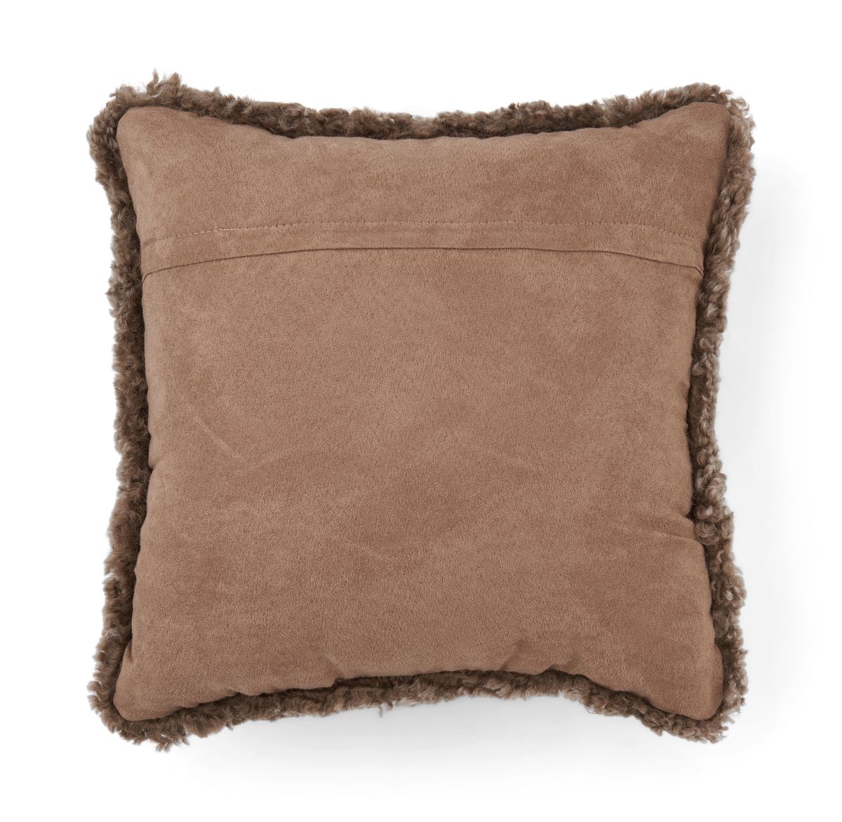 Short-Wool Curly Sheepskin Cushion | 16x16 in Taupe/Pearl