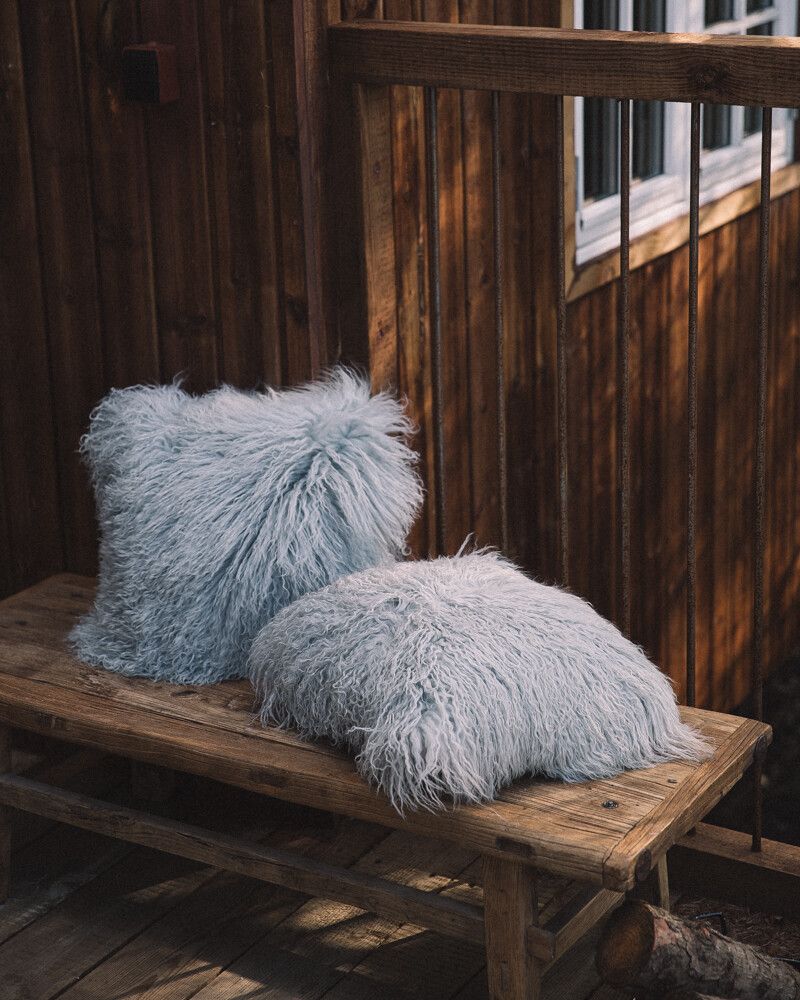 Sheepskin Cushion | Tibet | 16x16 in Light Grey