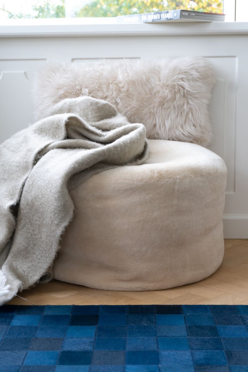 Throw of Mohair Wool | 51x67 in Light Beige
