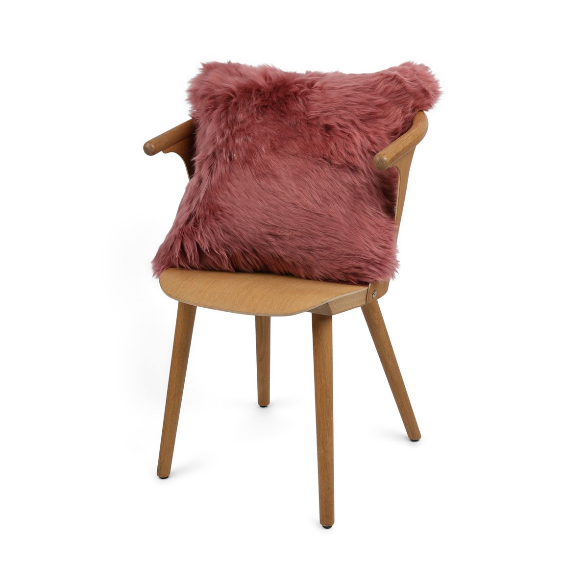 Sheepskin Cushion | Long Wool | New Zealand | Square Old Rose