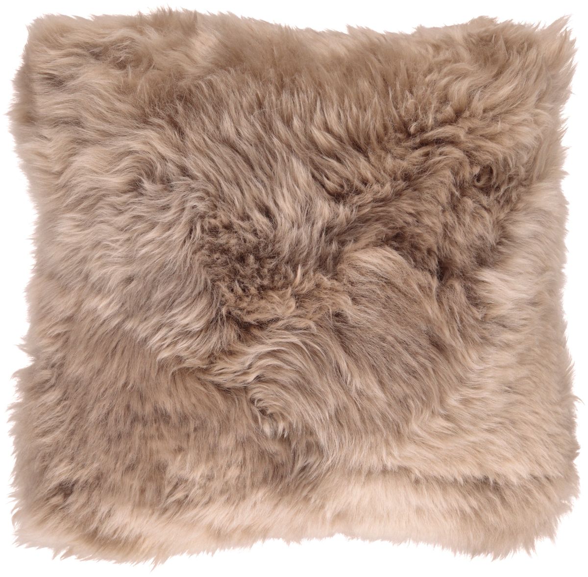 Long-Wool Sheepskin Cushion | 20x20 in Taupe