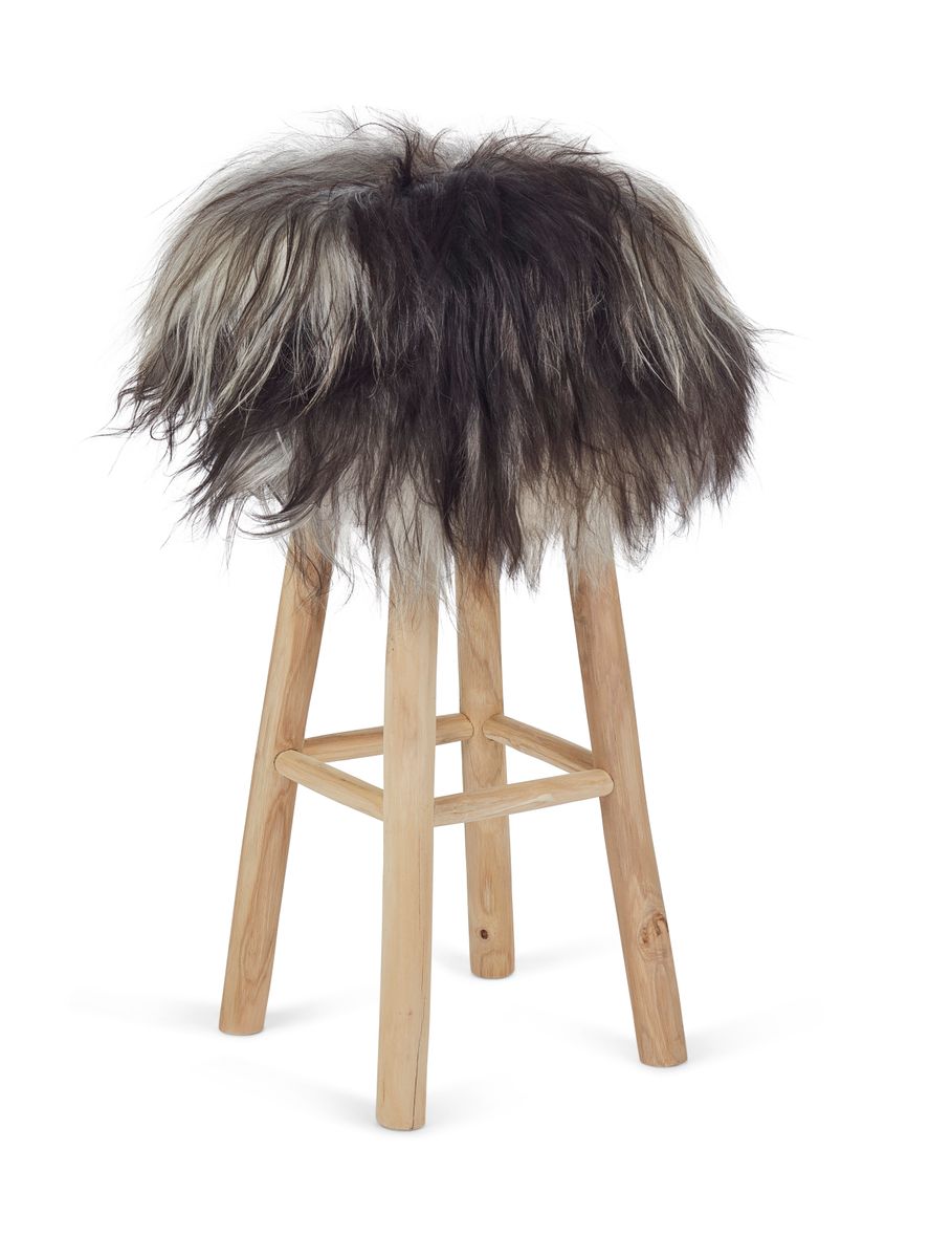 Long-Wool Stool Cover	| Icelandic Sheepskin Natural Grey