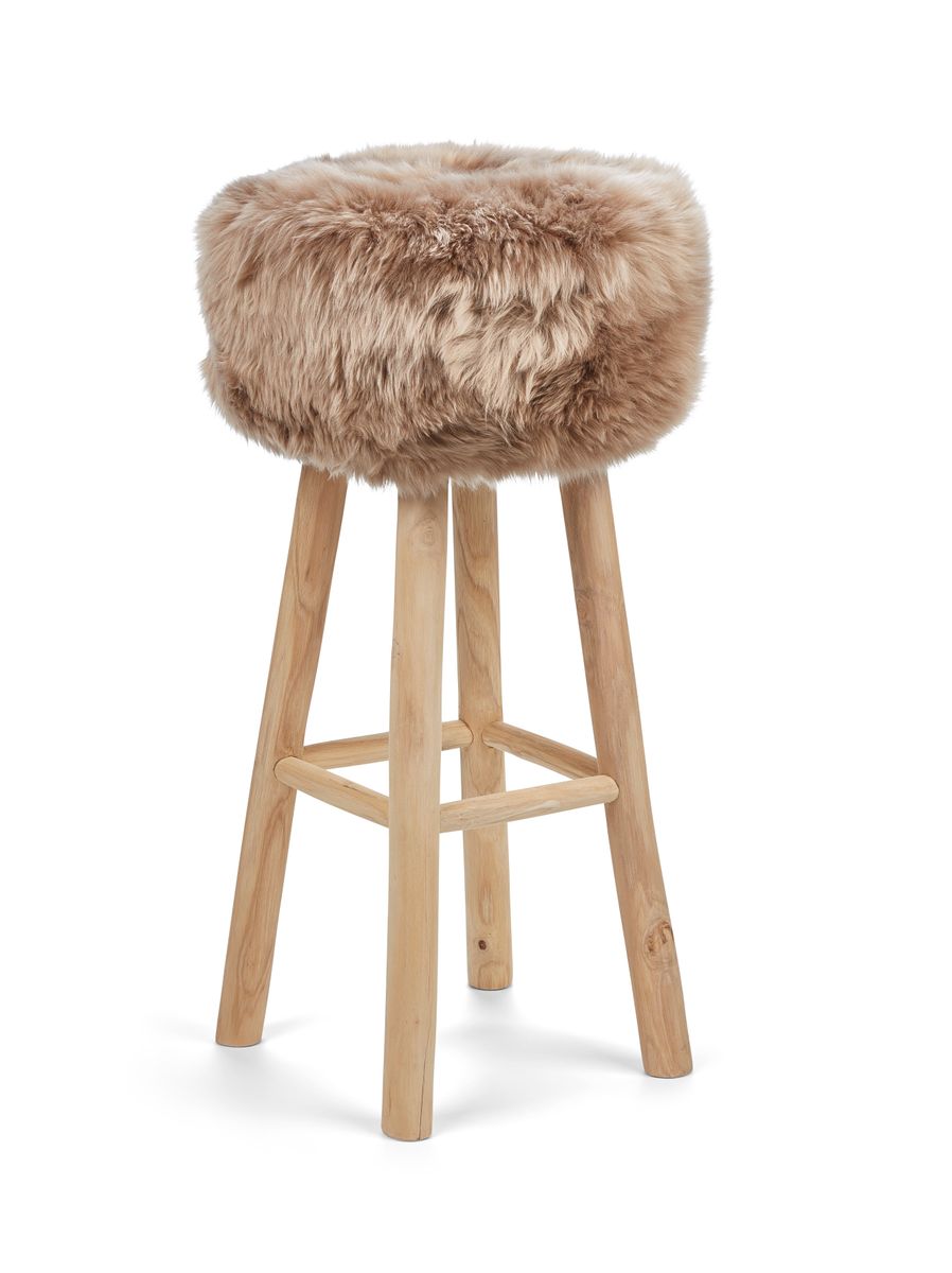 Long Wool Stool Cover Taupe
