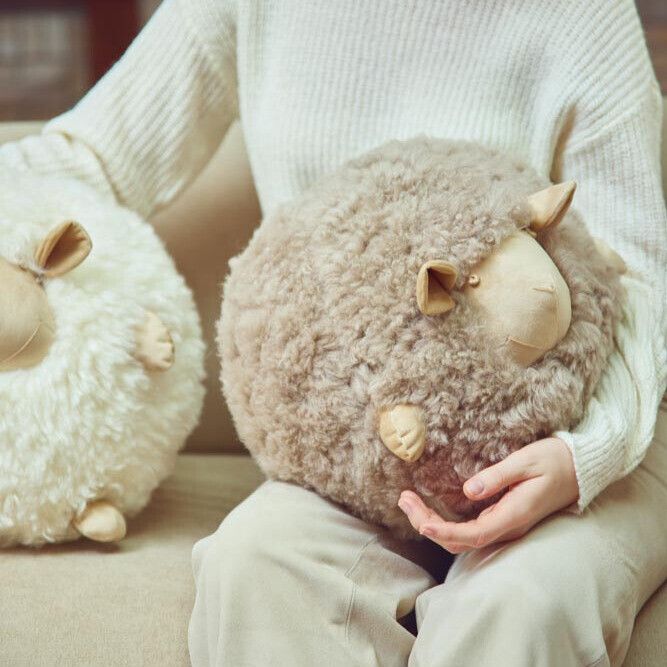 Cute Sheep Cushion | D8 in Beige/White