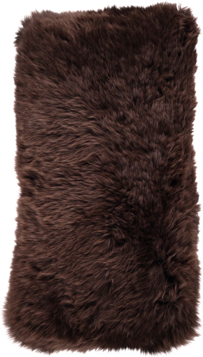 Long-Wool Sheepskin Cushion | 11x22 in Chocolate