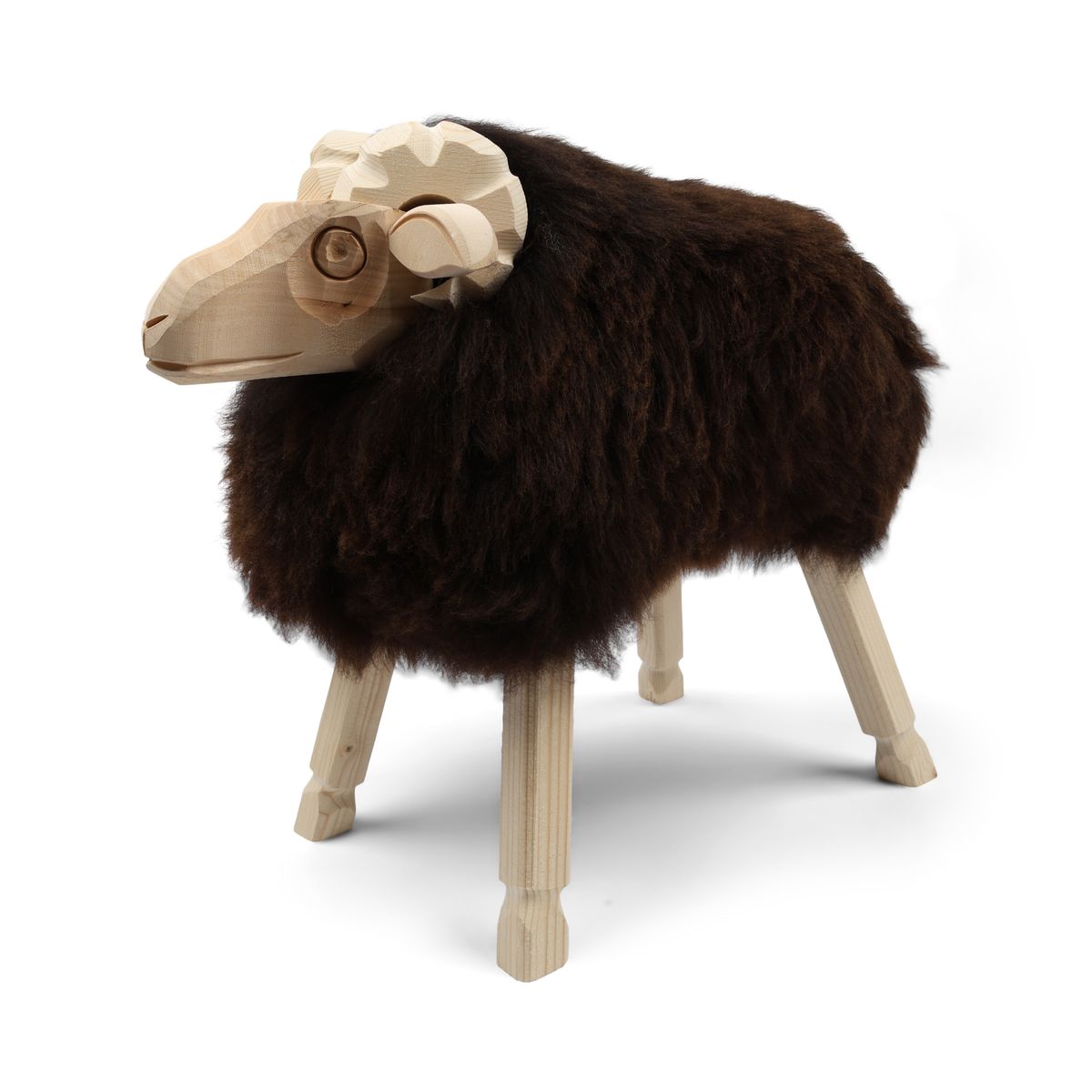 Alpine Sheep Sculpture Natural Brown