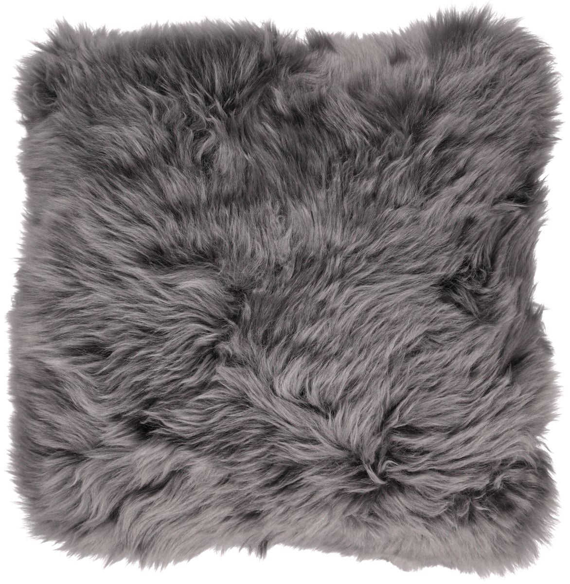 Long-Wool Sheepskin Cushion | 20x20 in Steel
