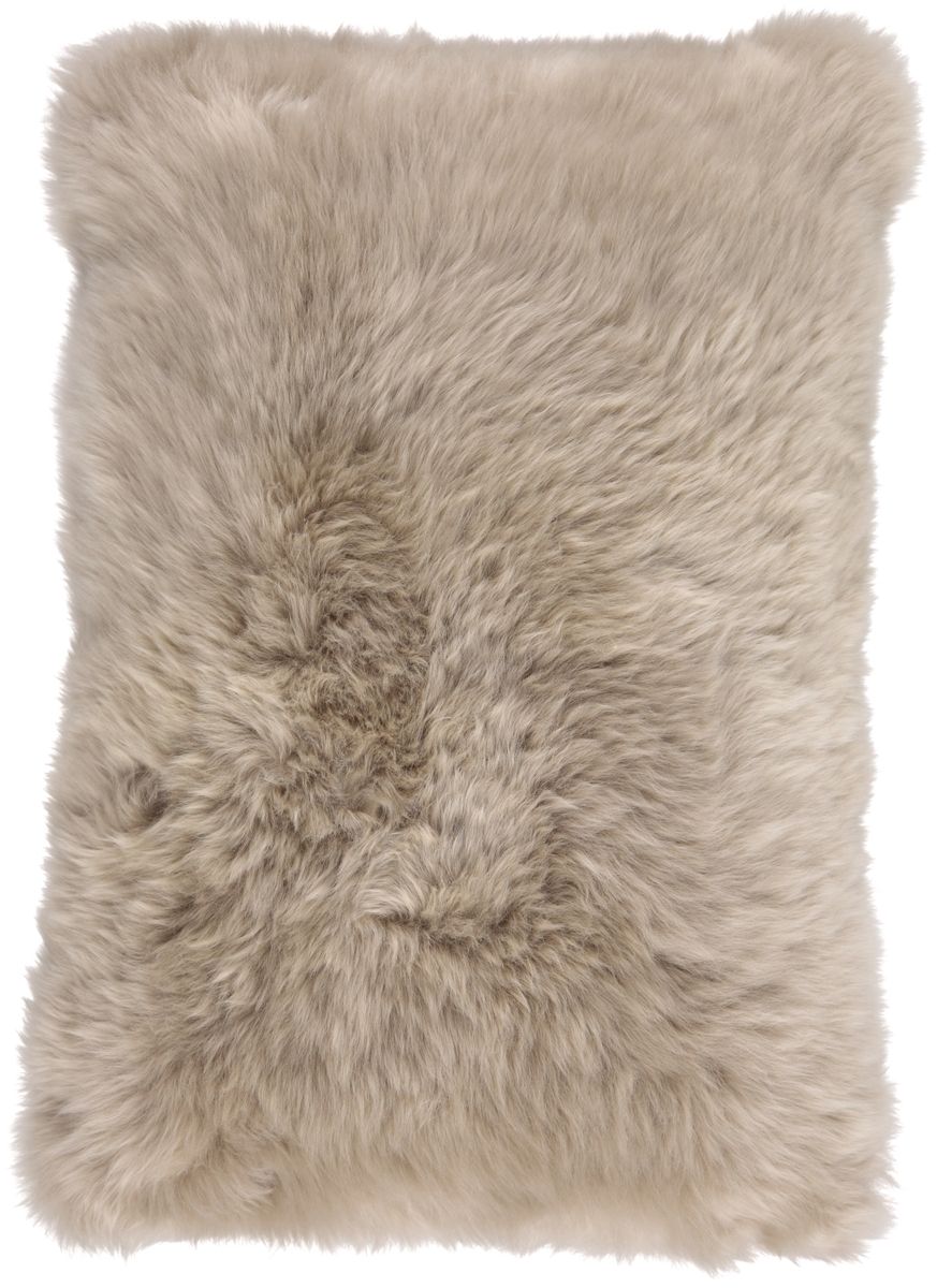 Long-Wool Sheepskin Cushion | 16x24 in Taupe