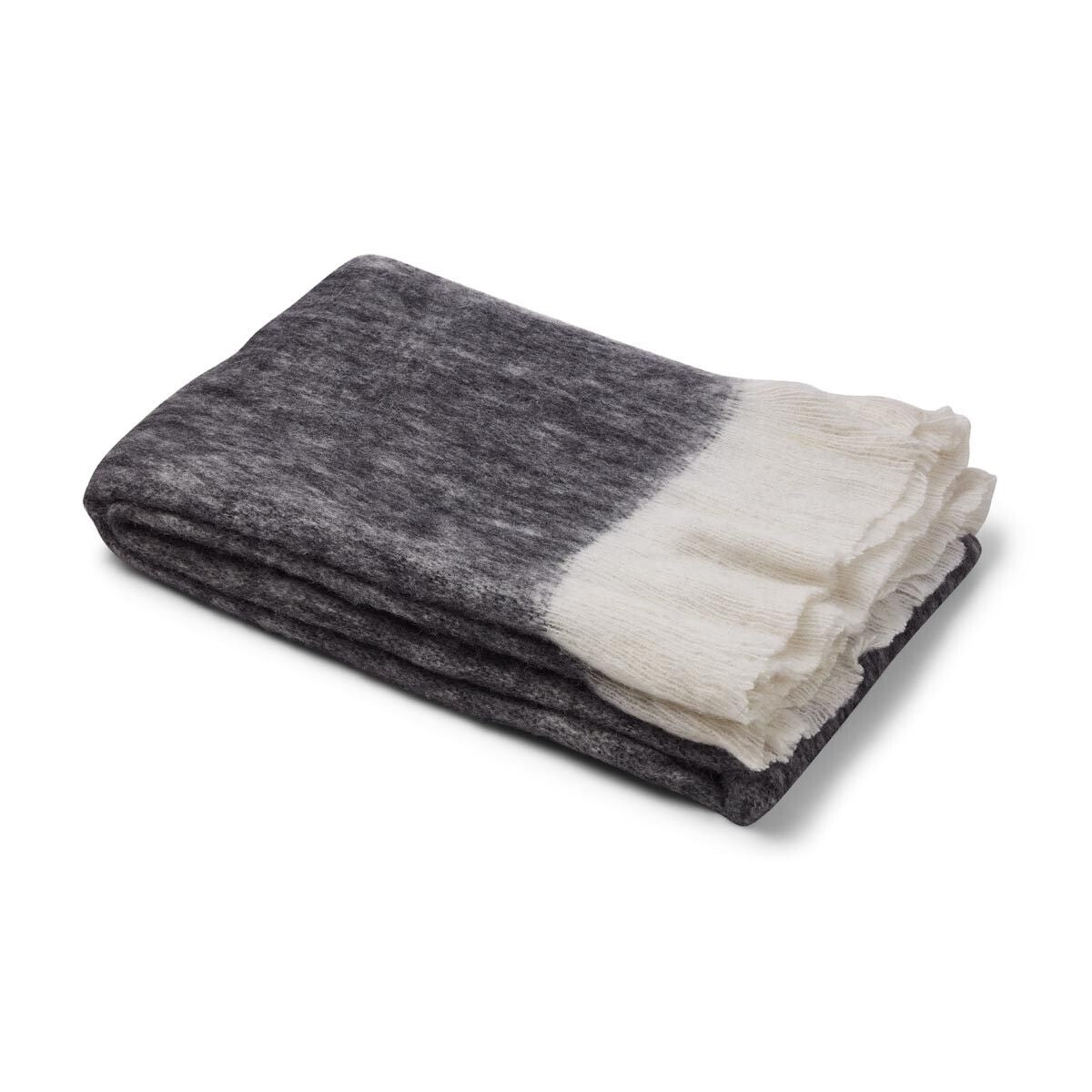 Throw of Mohair Wool | 51x67 in Black