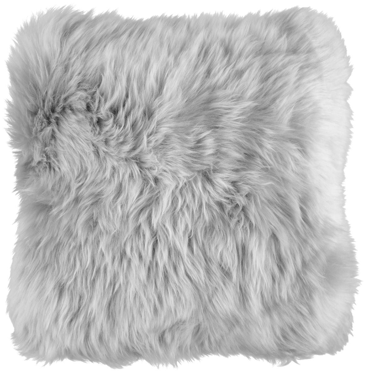 Long-Wool Sheepskin Cushion | 20x20 in Light Grey
