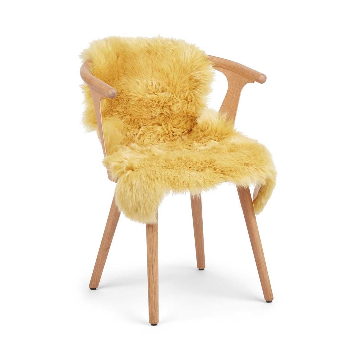 New Zealand Sheepskin | Long Wool | Dyed | 35 in Coral Yellow