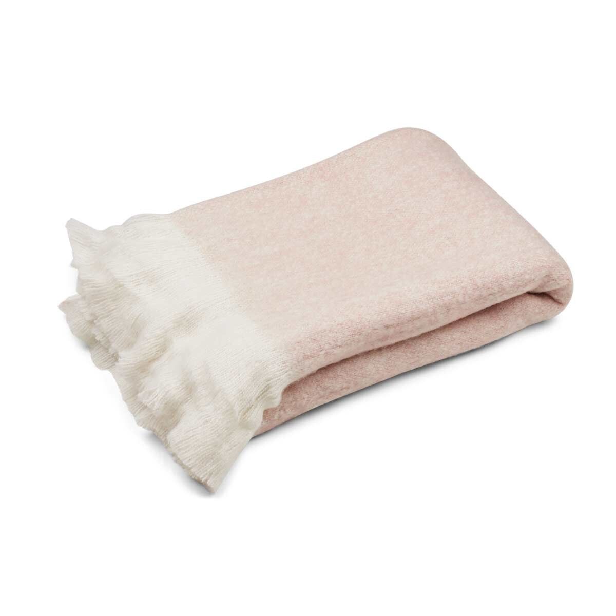 Throw of Mohair Wool | 51x67 in Light Pink