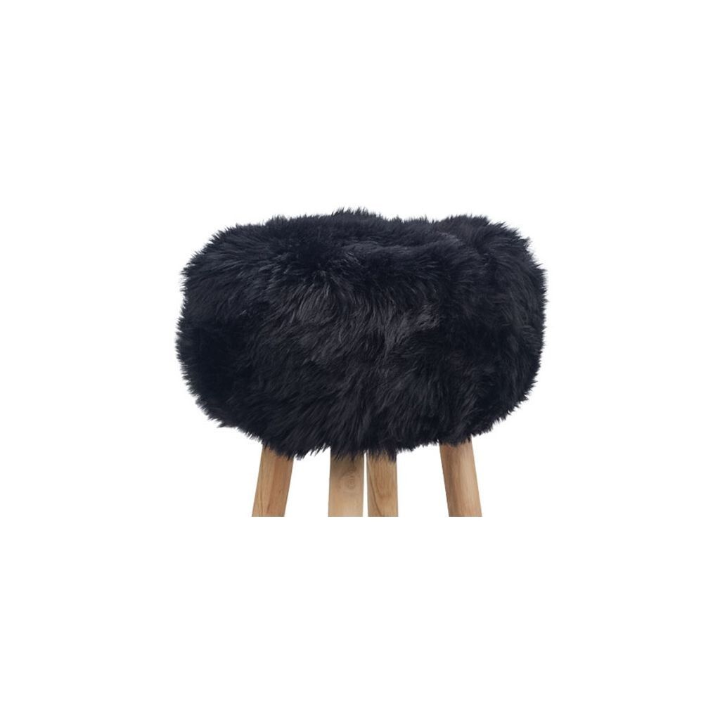 Long Wool Stool Cover Black