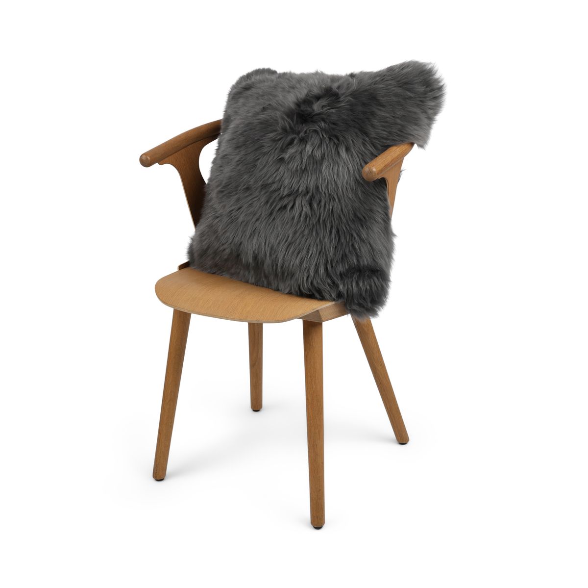 Sheepskin Cushion | Long Wool | New Zealand | Square Steel