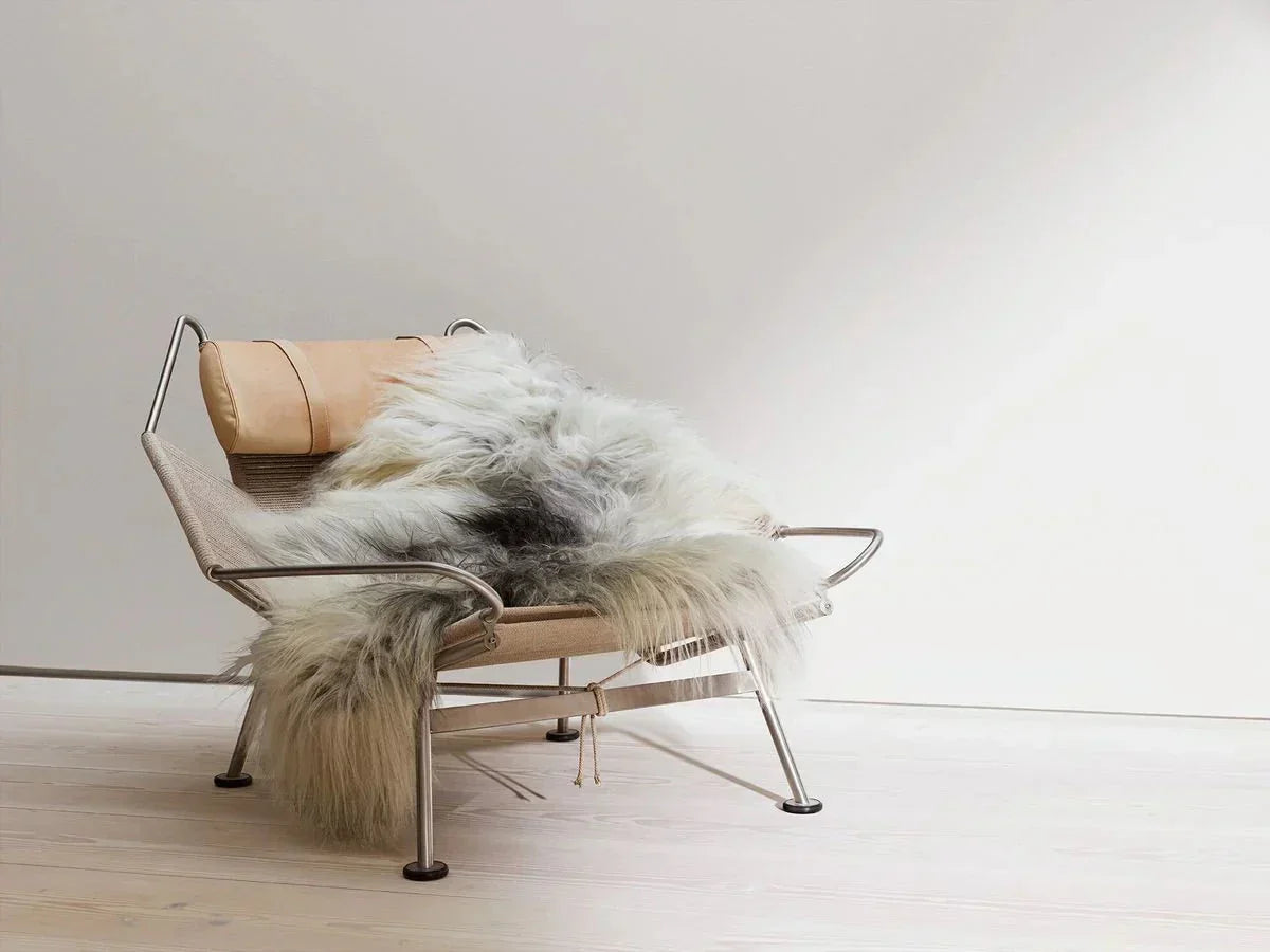 Icelandic sheepskin on a lounge chair