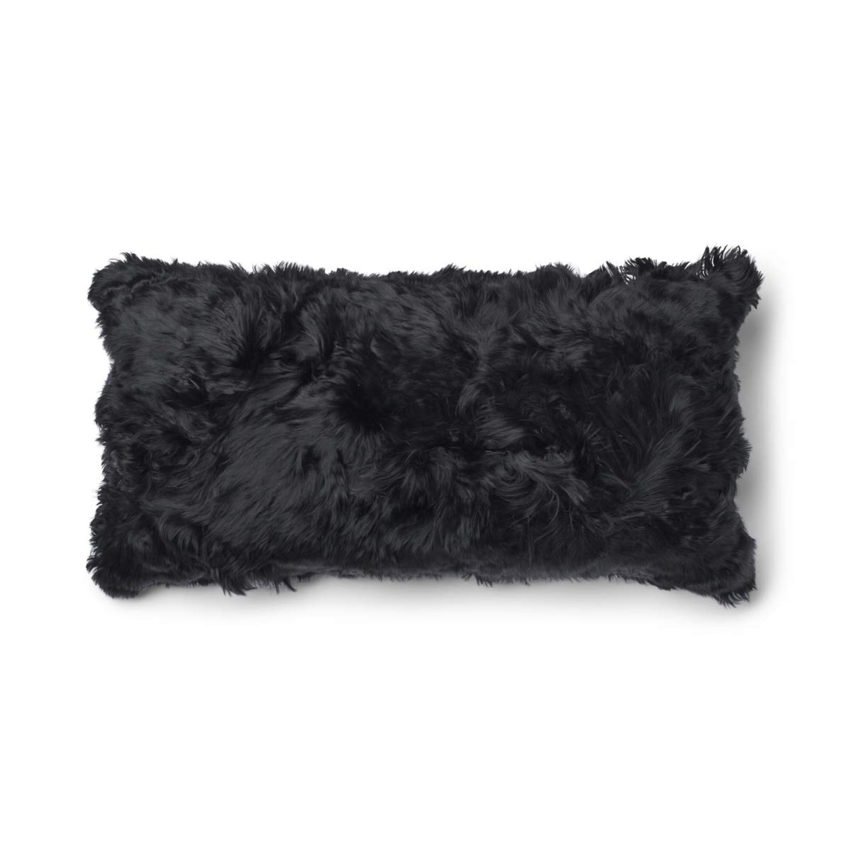 Alpaca Cushion | Long Wool Black / 12x24 in