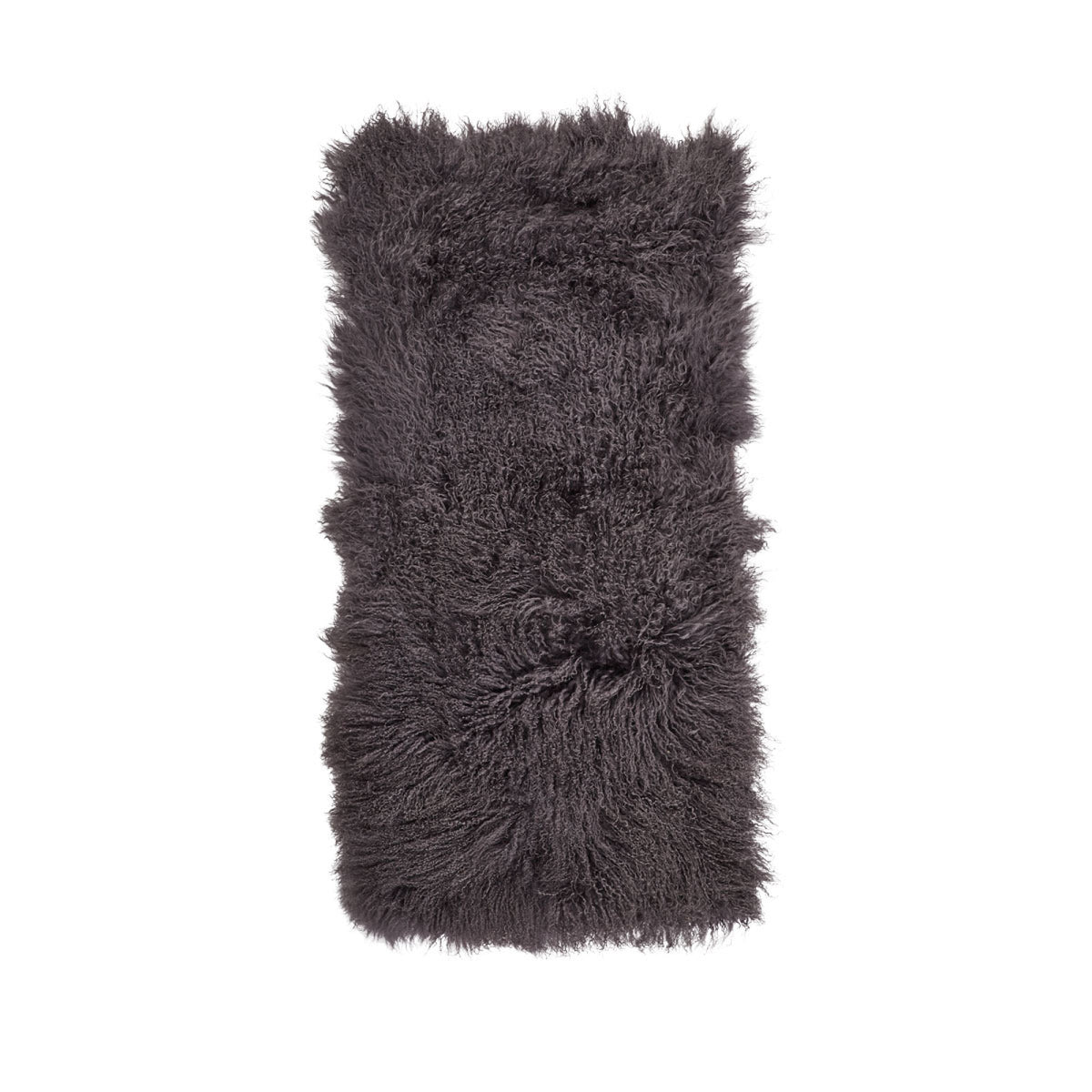 Plaid of Curly Sheepskin | 24x47 in Steel