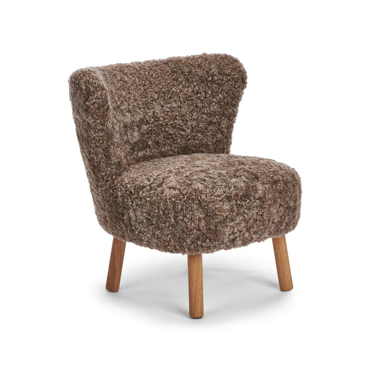 Emily Lounge Chair | Short Wool Taupe / Oak Legs