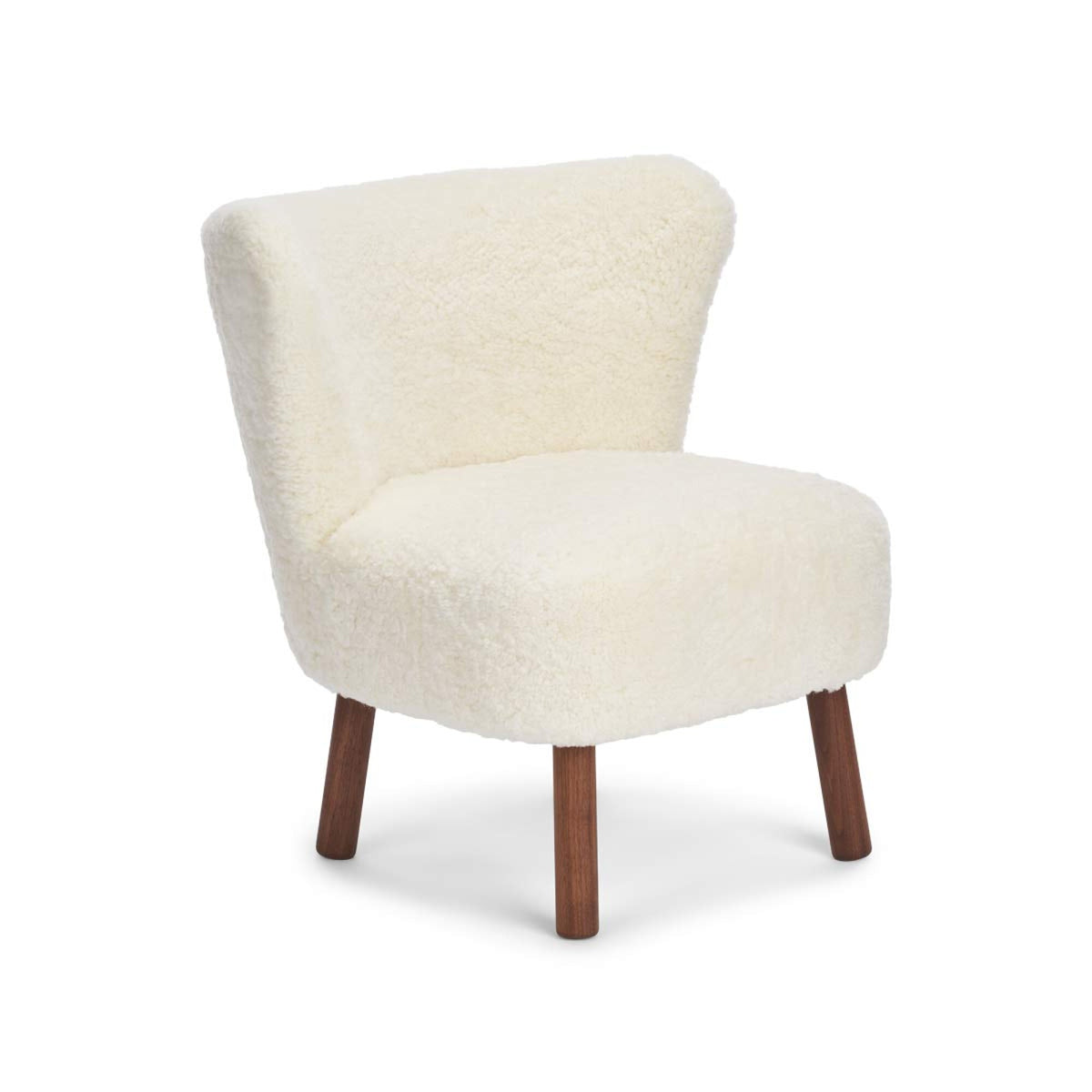 Emily Lounge Chair | Short Wool Ivory / Walnut Legs