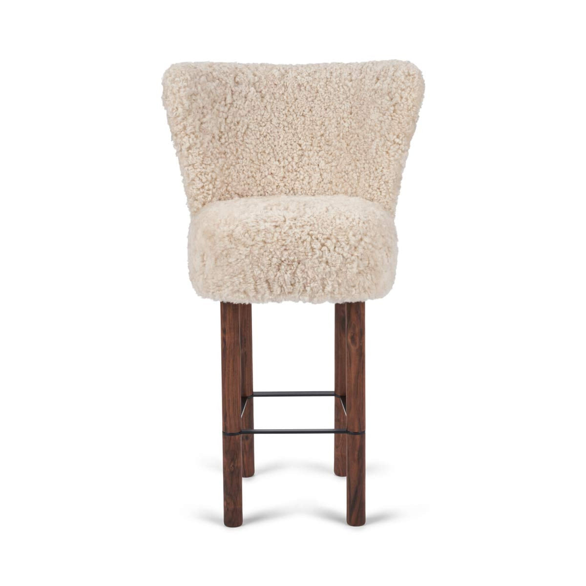 Emilia Bar Stool Pearl / Walnut Legs w. Black Steel Frame