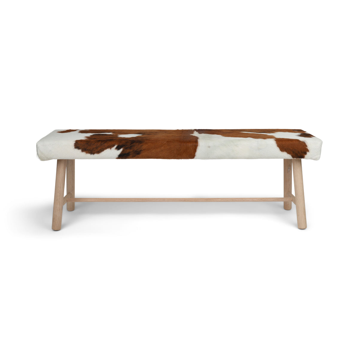 Cowhide Bench Brown/White / Oak Legs