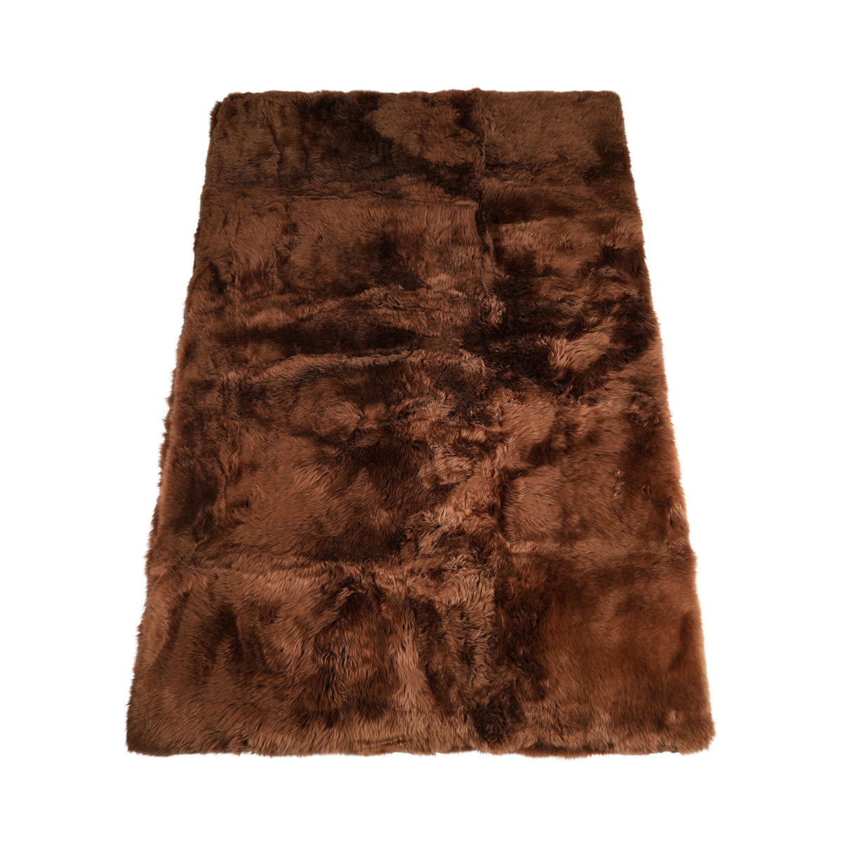 Long Wool Sheepskin Design Rug Tobacco Brown / 47x71 in