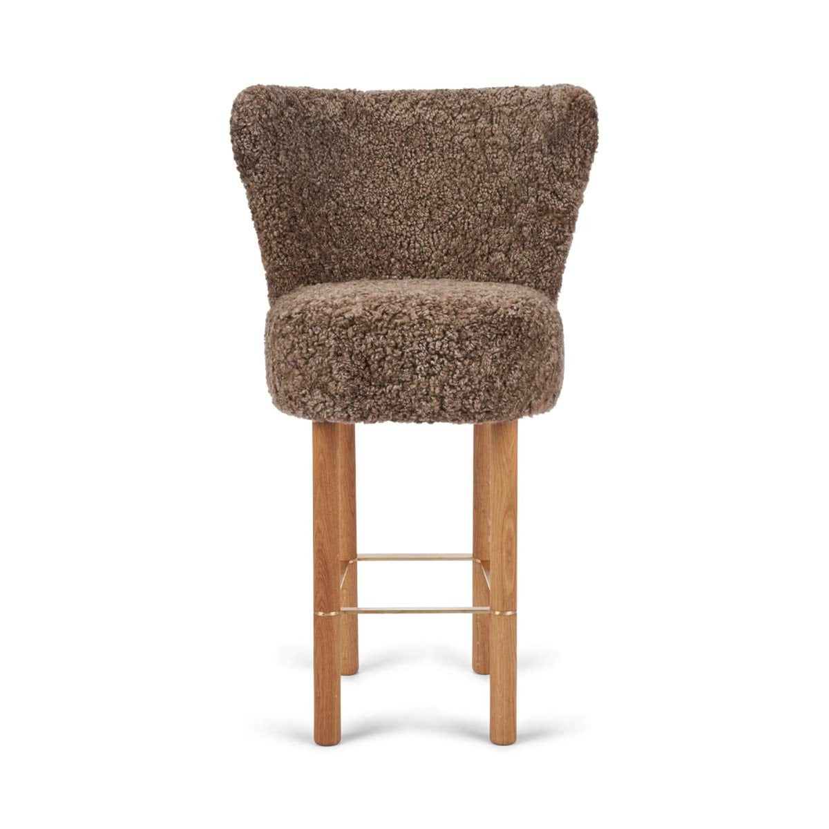 Emilia Bar Stool Taupe / Oak Legs w. Brass Frame